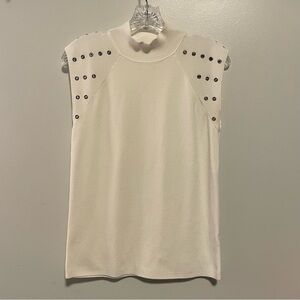 Ivory White Studded Mock Neck Top